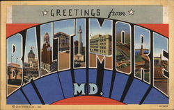 Greetings from Baltimore Maryland Postcard Postcard Postcard