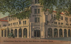 McClure-Fulmer Drug Store and The Hotel Melbourne Florida Postcard Postcard Postcard