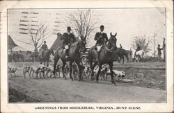 Greetings from Middleburg, Virginia _ Hunt Scene Postcard Postcard Postcard