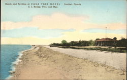 Beach and Pavilion at Casa Ybel Hotel Sanibel, FL Postcard Postcard Postcard