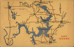 Map of Lake Texoma Postcard