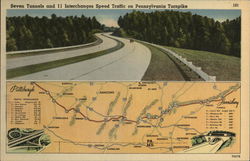 Seven Tunnels and 11 Interchanges Speed Traffic on Pennsylvania Turnpike Postcard