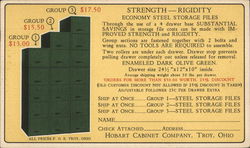Economy Steel Storage Files - Hobart Cabinet Company, Troy, OH Postcard