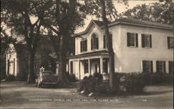 Congregational Church and Town Hall Postcard