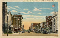 Franklin Street Looking South from Sixth Street Michigan City, IN Postcard Postcard Postcard