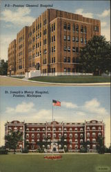 General Hospital and St. Joseph's Mercy Hospital Pontiac, MI Postcard Postcard Postcard