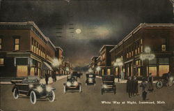 White Way at Night Ironwood, MI Postcard Postcard Postcard