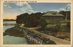 York Country Club and River Postcard