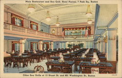 Main Restaurant and Sea Grill, Hotel Pieroni, 7 Park Sq., Boston Massachusetts Postcard Postcard Postcard