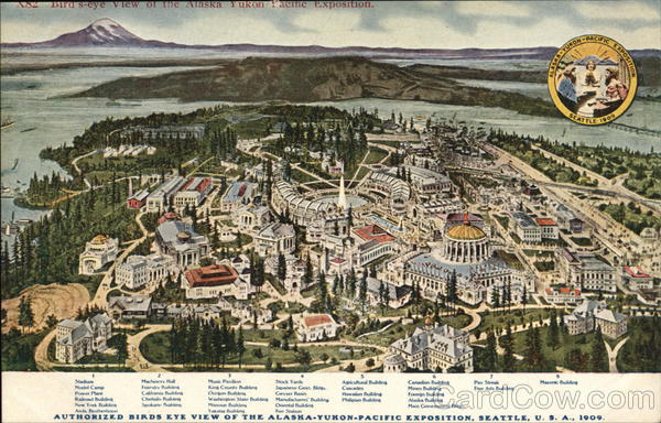 Authorized Bird's Eye View of Alaska Yukon Exposition, Seattle, U.S.A., 1909 Washington