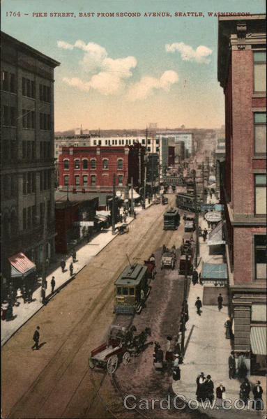 Pine Street, East From Second Avenue Seattle Washington