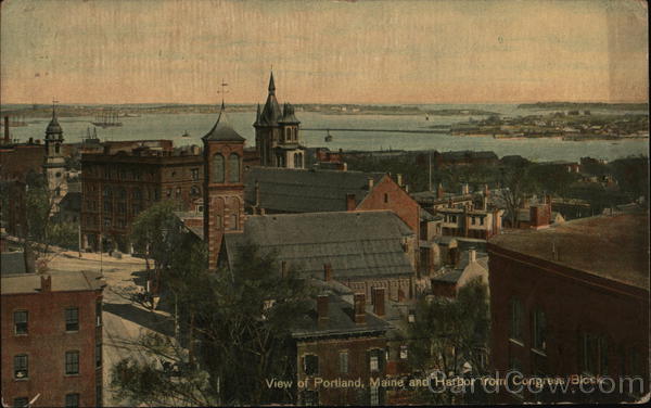 View of Portland and Harbor from Congress Block Maine