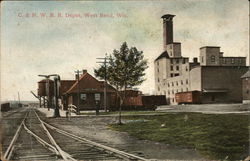 C. & N. W. R. R. Depot West Bend, WI Postcard Postcard Postcard