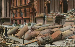 5015. The fallen columns of the City Hall, San Francisco, California Postcard Postcard Postcard