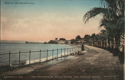 The Promenade, Bath House and Castle Rock Santa Barbara, CA Postcard Postcard Postcard