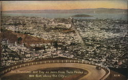 View of City and Bay from Twin Peaks, 800 Feet Above the City Postcard