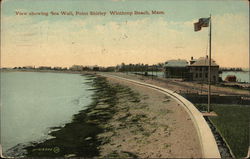 View Showing Sea Wall, Point Shirley Winthrop Beach, MA Postcard Postcard Postcard