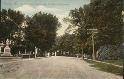 Lower Main Street and Soldiers Monument Postcard