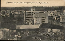 Looking West from Free Baptist Church in 1887 Springvale, ME Postcard Postcard Postcard