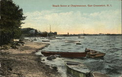 Beach Scene at Chepiwanoxet East Greenwich, RI Postcard Postcard Postcard