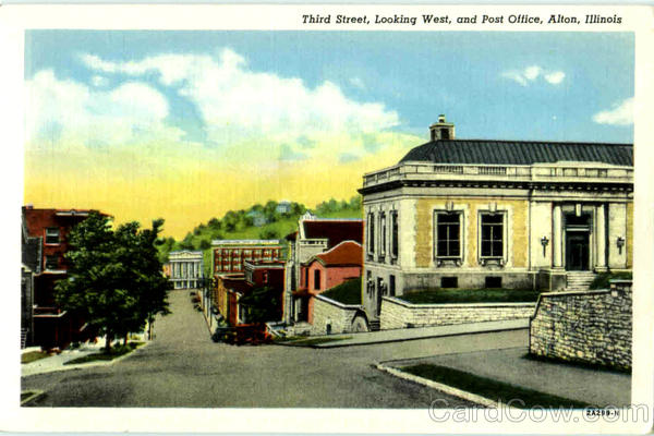 Third Street Looking West And Post Office Alton Illinois