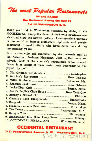 The Most Popular Restaurants in the Nation Washington DC
