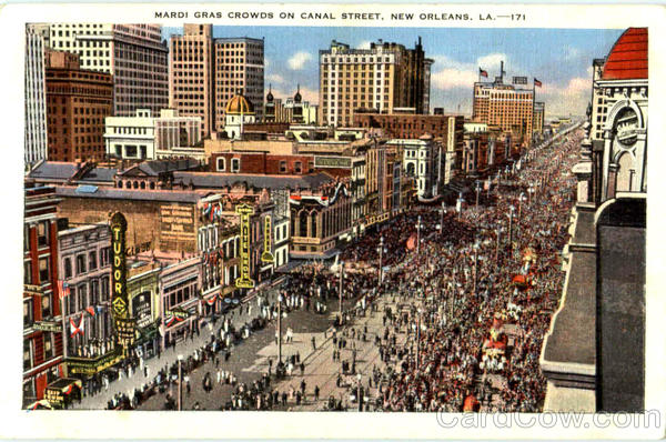 Mardi Gras Crowds On Canal Street New Orleans Louisiana