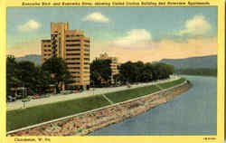 Kanawha Blvd. And Kanawha River Charleston, WV Postcard Postcard