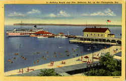 Bathing Beach And Pier Postcard