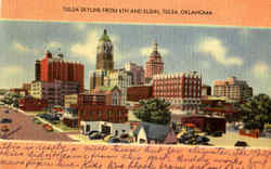 Tulsa Skyline From 6Th And Elgin Oklahoma Postcard Postcard