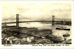 Delaware River Front And Bridge Postcard