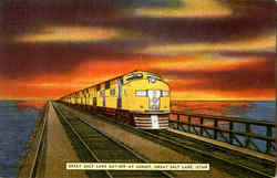 Great Salt Lake Cut-Off At Sunset Postcard