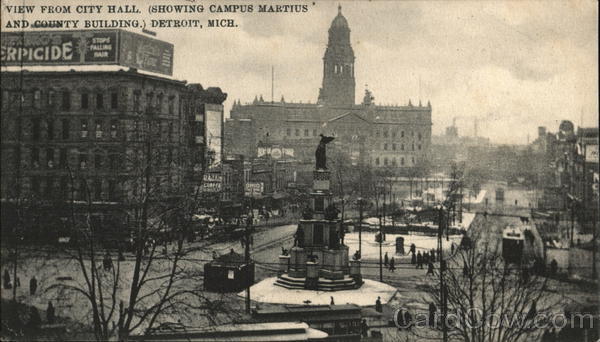View from City Hall (Showing Campus Martius and County Building.) Detroit Michigan