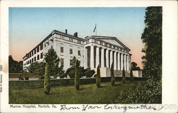 Marine Hospital Norfolk, VA Postcard