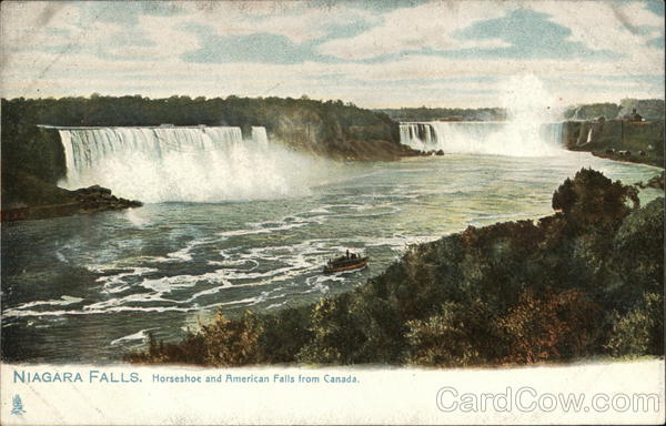 Horseshoe and American Falls from Canada Niagara Falls ON