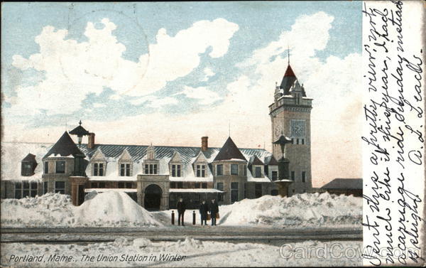 The Union Station in Winter Portland Maine
