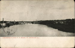 Looking South From R.R. Bridge St. Charles, IL Postcard Postcard Postcard