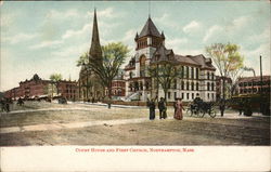 Court House and First Church Northampton, MA Postcard Postcard Postcard