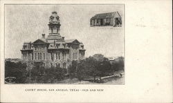 Court House - Old and New San Angelo, TX Postcard Postcard Postcard