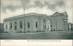 New Post Office, Century Club at the Right Elkhart, IN Postcard Postcard Postcard