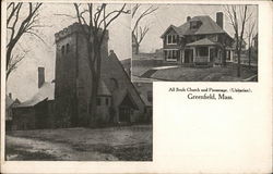 All Souls Church and Parsonage (Unitarian) Greenfield, MA Postcard Postcard Postcard