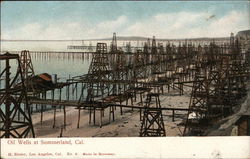 View of Oil Wells Summerland, CA Postcard Postcard Postcard