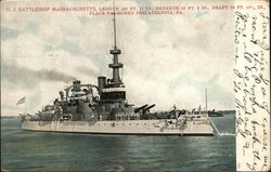 U.S. Battleship Massachusetts Navy Postcard Postcard Postcard