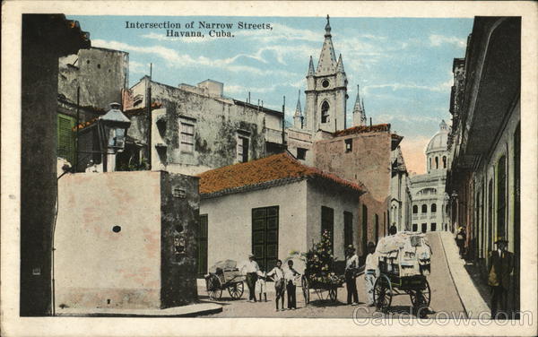 Intersection of Narrow Streets Havana Cuba