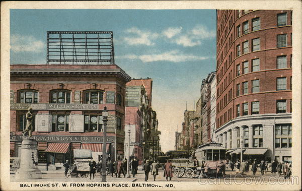 Baltimore Street West from Hopkins Place Maryland