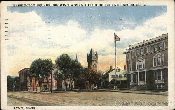 Washington Square showing Woman's Club House and Oxford Club Lynn Massachusetts
