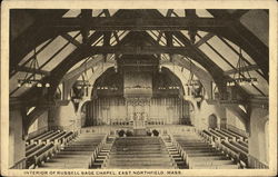 Interior of Russell Sage Chapel East Northfield, MA Postcard Postcard Postcard