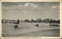 Drill Field showing Division Headquarters Postcard