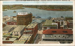 Bird's Eye View from Royster Building Looking Towards Portsmouth Norfolk, VA Postcard Postcard Postcard