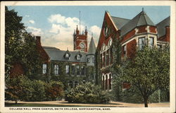 Smith College - College Hall from Campus Northampton, MA Postcard Postcard Postcard